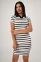 Striped Shirt Collar Midi White Dress - 2