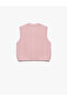 Button Closure V-Neck Knitwear Vest with Ribbon Detail - 2