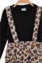 Girl's Leopard Detailed 2-3-4-5 Years Old Transitional Holiday Gilet Dress and Bodysuit - 5