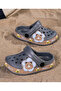 SAPS Bear Printed Backstrap Closure Clogs - Grey/Brown - 4