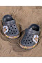 SAPS Bear Printed Backstrap Closure Clogs - Grey/Brown