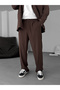 Brown Loose Fit Fabric Trousers We-5011 - 4