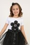Girl's Short Sleeve Crew Neck Flower Pattern Printed T-Shirt Show April 23 October 29 May 19 - 5