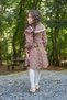 Vintage Collared Long Sleeve Brown Floral Flared Girl's Dress - 3