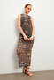 Ethnic Floral Print Lined Special Design Sleeveless Tulle Dress - 3