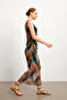 Floral Print Lined Tulle Sleeveless Dress - 5