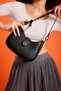 Larissa Women's Black Shoulder and Shoulder Bag with Magnet Cover Puppy Wallet - 3