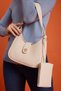 Larissa Women's Beige Shoulder and Shoulder Bag with Magnet Cover Puppy Wallet - 3