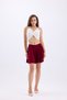 Woman's Burgundy Skirt with Elastic Waist, Floor-Length, Shorts - 5