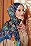 K.Navy Blue Circular Indian Silk Shawl - 2