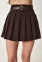 Belted Pleated Mini Woven Skirt Brown Ldw0004 - 2