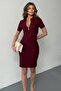 Women's Short Sleeve Half Zipper Detailed Collared Ottoman Fabric Short Dress - 3