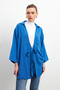 Women's Blue Lacing Detailed Flam Linen Kimono - 3