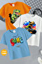 Game and Dinosaur Printed 3 Pack Unisex Orange-White-Baby Blue Kids T-Shirt