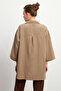 Women's Biscuit Lacing Detailed Flam Linen Kimono - 5