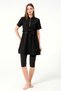 Tesmay Women's Semi-Closed Short-Sleeved Tights Dress Swimsuit Set (Top Swimsuit, Bottom Swimsuit, Bustier, Bonnet) - 3
