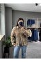 Wrinkled Fabric Draped Camel Women's Shirt - 4