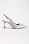 Women's Stone Embroidered Thin Heeled Slingback Shoes - 4