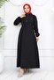 Shirred Waist Denim Dress Black 6824