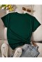 Oversize Nefti Green Love Leopard Heart Printed Relaxed Fit T-Shirt - 2