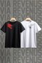 Biker Couples Helmet Printed Wide Cut Crew Neck Lover Combination Tshirt
