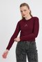 Burgundy Teddy Bear Embroidered Crew Neck Blouse 2200 - 7