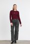 Burgundy Teddy Bear Embroidered Crew Neck Blouse 2200 - 2
