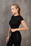 Corded Elastic Waist Crew Neck Crop Missbz2368 - 2