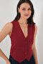6796 Short Woven Vest - Claret Red - 3