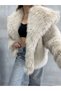 Beige Fur Coat Jacket Mazelf by Eli̇f Tükan - 2