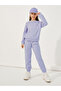 Embossed Slogan Print Round Neck Sweatshirt & Joggers Set
