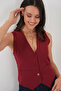 6796 Short Woven Vest - Claret Red - 4