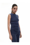 Round Neck Draped Detail Asymmetrical Sleeveless T-Shirt