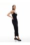 Back Detailed Rope Strap V-Neck Long Dress Wrinkled - 3