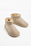 Kids Baby Girl Beige Cream Ultra Mini Suede Boots with Fur Inside Winter Sole Boots Sneaker