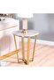 Beaver End Table  L50xW50xH60cm - Grey Marble / Brushed Gold