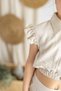 Beige Linen Pleated Side Elastic Pocket Wide Leg Girls' Trousers - 5