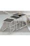 Jorley Glass Nesting Table Set of 3  L40xW40xH45cm - Chrome/Black Glass