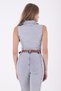 Decorative Belt Detailed and Sleeveless Zip-Up Casual Jeans Women's Jumpsuit Snow Wash Light Blue Denim - 3