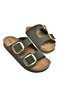 P 777517402   Black Suede Double Striped Women's Slippers - 8