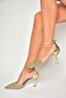 U 614633414   Gold Glitter Thick Heeled Evening Dress Shoes - 4