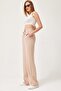 Beige Waist Velcro Palazzo Pantalon