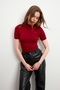 Women's Burgundy Short Sleeve Blouse - 2