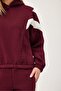 Hooded Tracksuit with Striped Sleeves Burgundy - 5