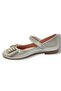 Iremsu Print Shiny Leather Stoned Bow Velcro Band Girls' Ballerinas 21-25 - 2