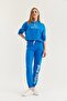 Hooded Elastic Leg Sweatpants Suit Blue - 3
