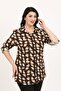 Women's Tan Cotton Viscose Plus Size Shirt - 2
