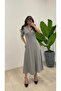 Women's Judge Collar Zippered Knitted Stretch Fabric Long Dress