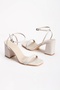 Women's Summer Thick Heeled Shoes Beige - 2