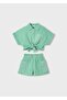 Girl's Perforated Shorts Set 4-8 Years Green